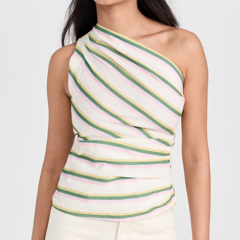 Chufy Okra Striped One-Shoulder Top XS